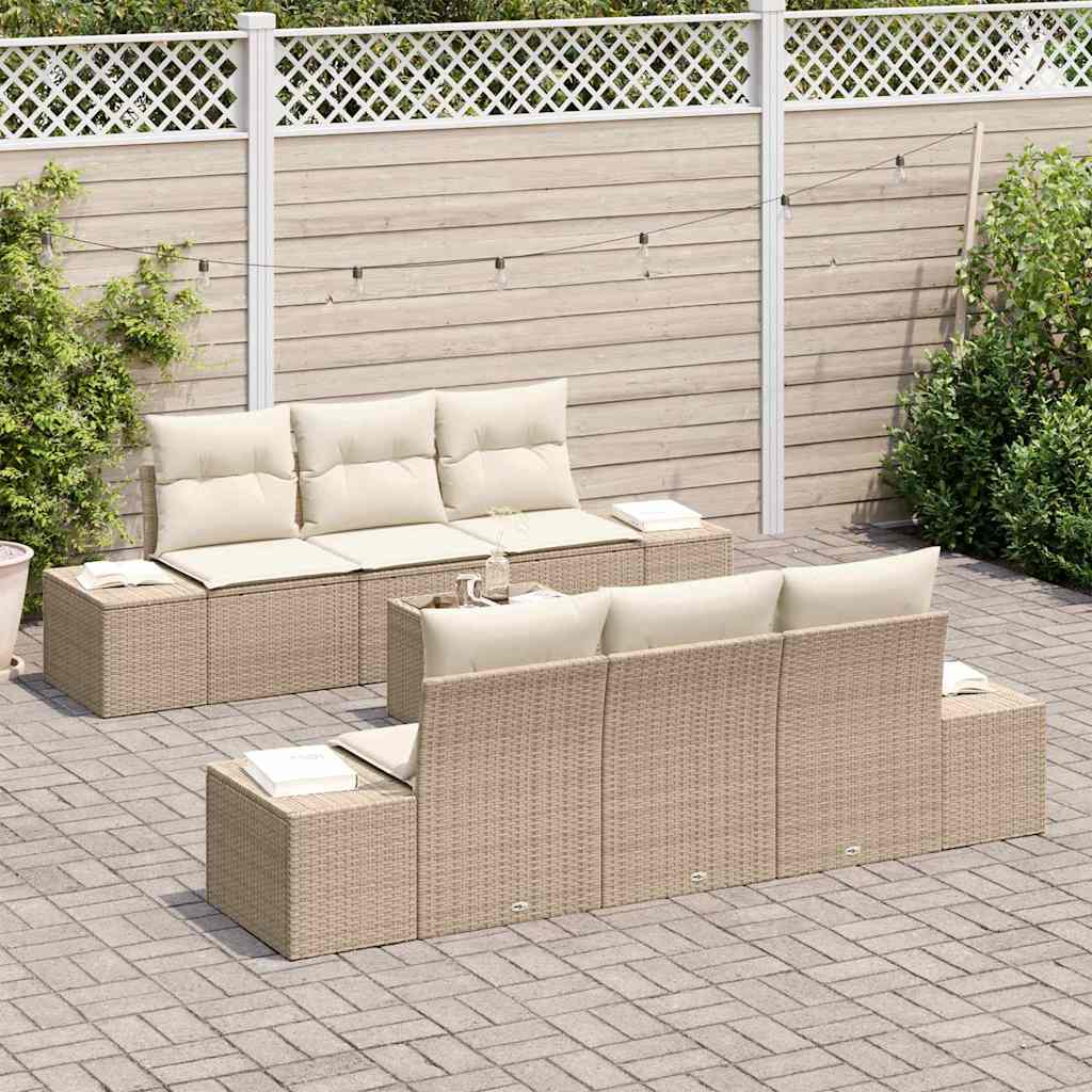 Garten-Sofa-Set 7 pcs Beige und Creme 55 x 55 x 37 cm